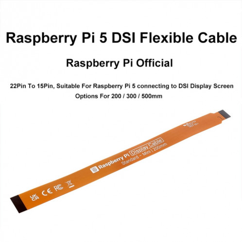 Câble FPC souple Waveshare 25947 pour écran Raspberry Pi 5e DSI 22 broches vers 15 broches, spécifications : 300 mm SW42021913-06